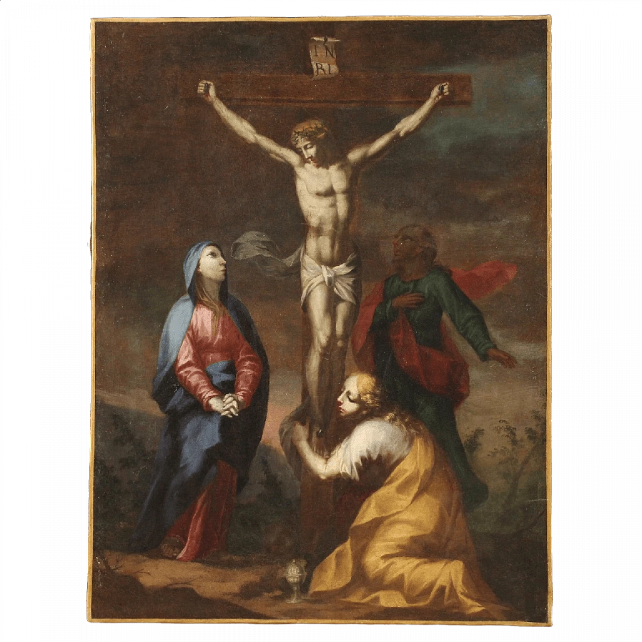 Oil on canvas depicting the crucifixion, 18th century 13