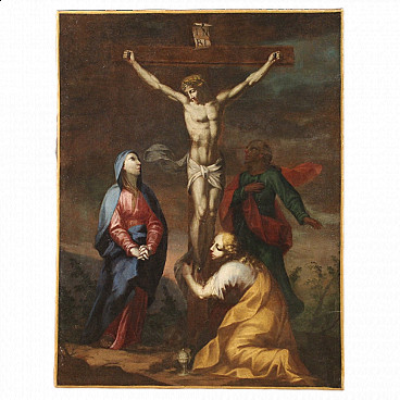 Oil on canvas depicting the crucifixion, 18th century