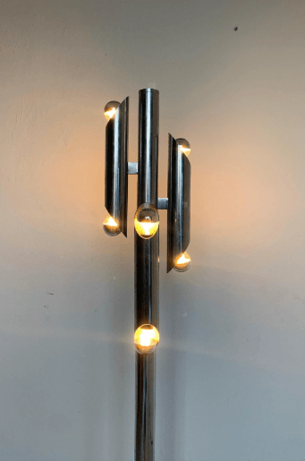 Floor lamp in chromed metal by Gaetano Sciolari, 1970s 5