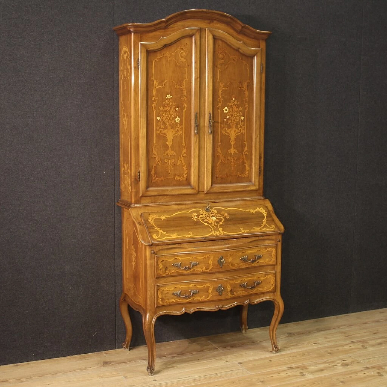 Louis XV-style trumeau in inlaid wood, 20th century 1
