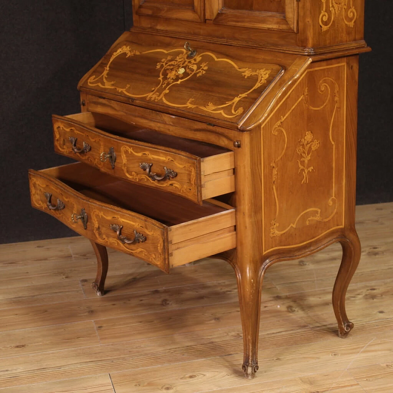 Louis XV-style trumeau in inlaid wood, 20th century 10