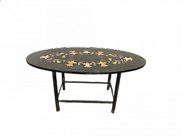 Tavolo con piano in marmo verde intarsiato, anni '30