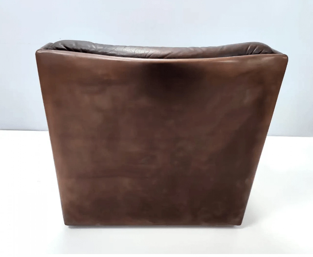 Poltrona in pelle marrone, anni '70 9