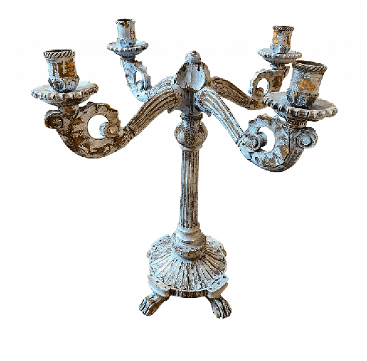 Sicilian wooden candelabra in Louis Philippe style, late 19th century 1