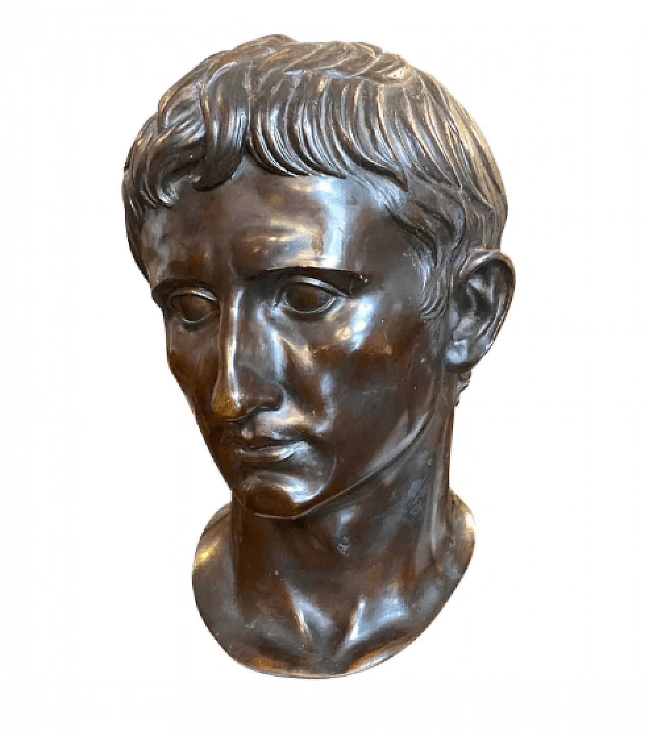 Testa di Augusto in bronzo con base in marmo, fine '800 1
