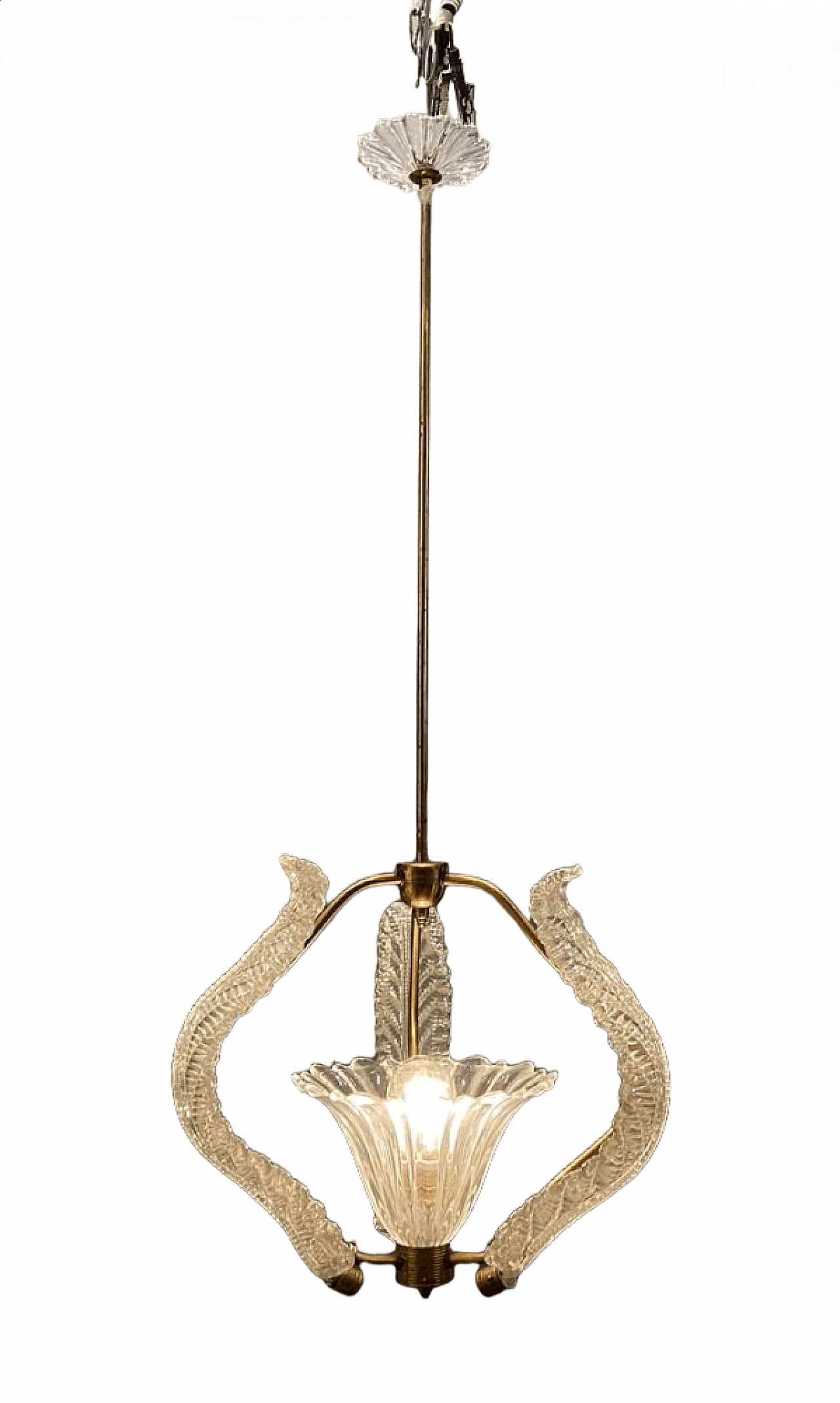 Murano glass pendant lamp by Ercole Barovier, 1940s 12