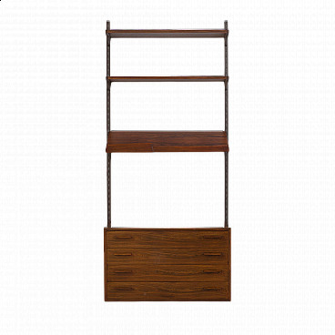 Rosewood single bay wall cabinet with drawers and exposed shelf by Kai Kristiansen, 1960s