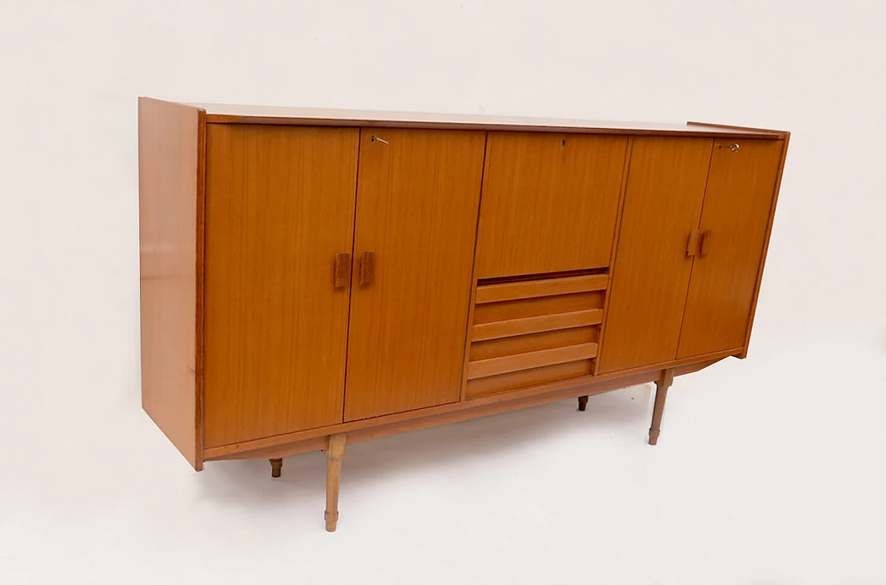 Credenza in legno con anta a ribalta, anni '60 2