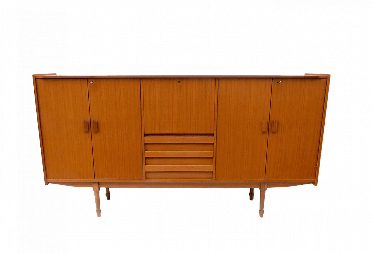 Wooden sideboard with drop-leaf door, 1960s 7