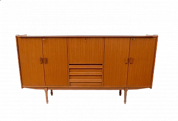 Credenza in legno con anta a ribalta, anni '60