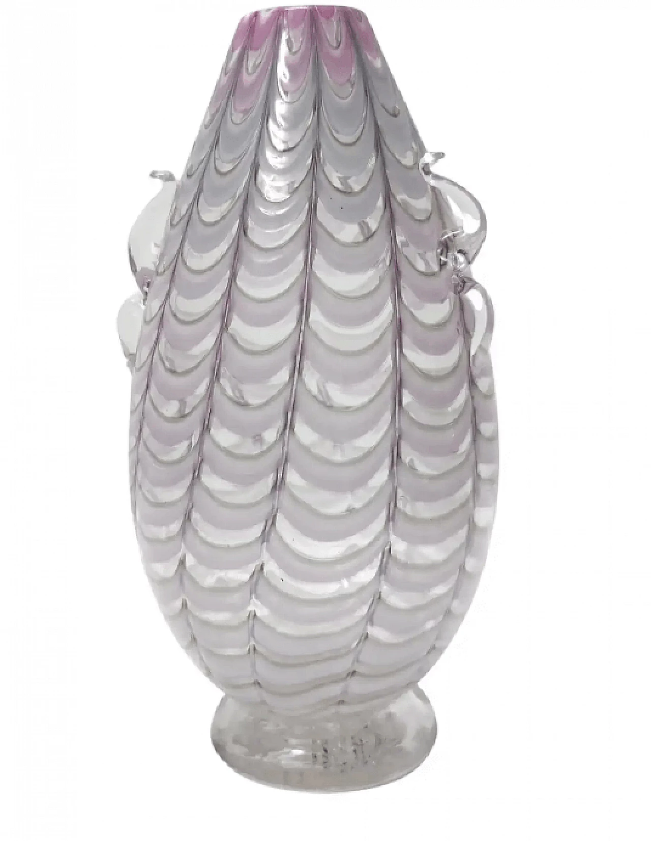 Lilac and transparent Murano glass vase, 1940s 1