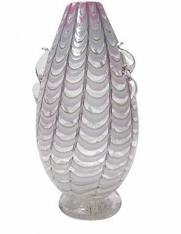 Lilac and transparent Murano glass vase, 1940s