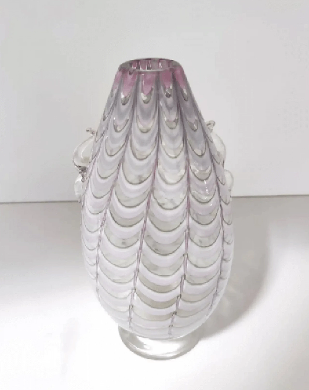 Lilac and transparent Murano glass vase, 1940s 6