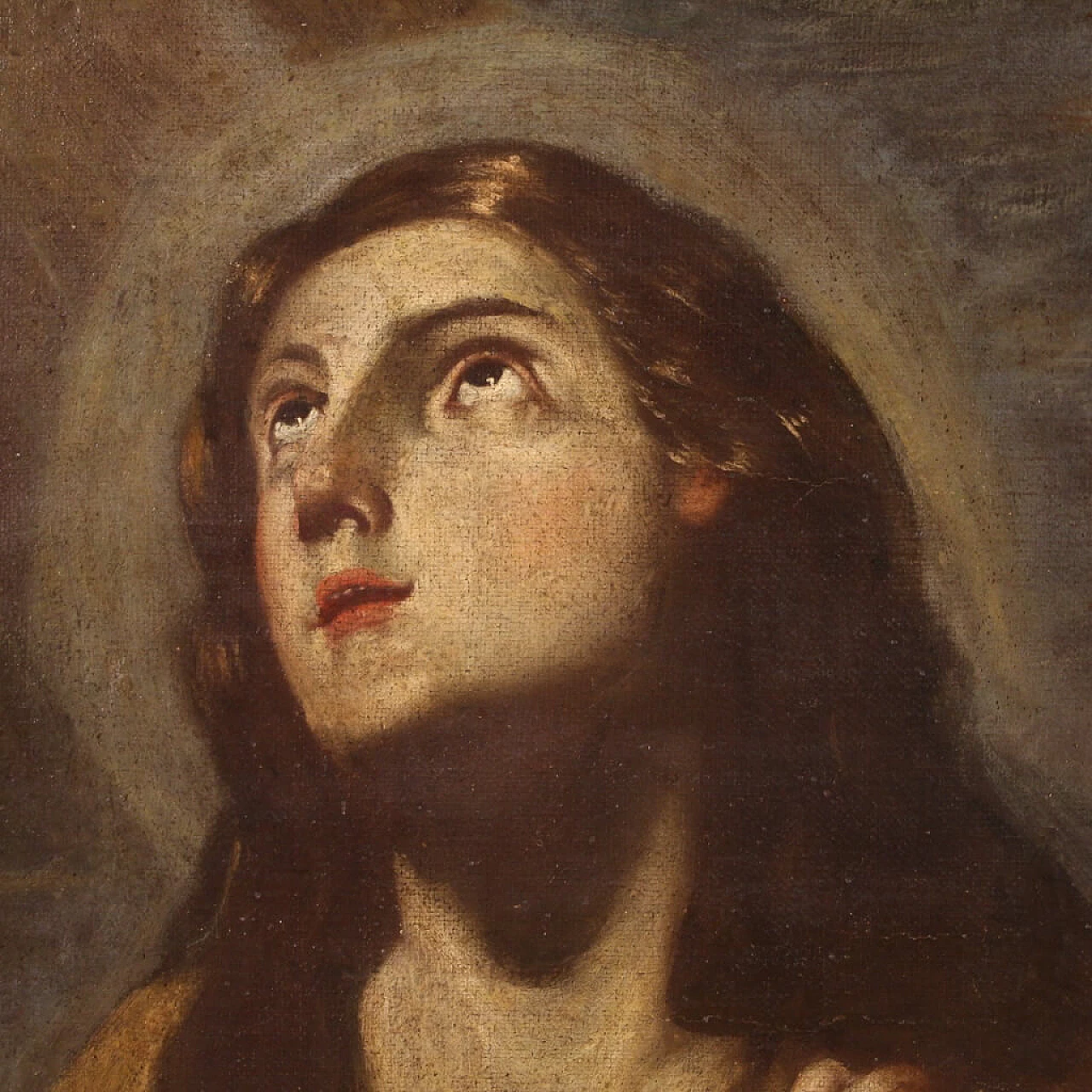 Maddalena, dipinto olio su tela con cornice dorata, tardo '600 3