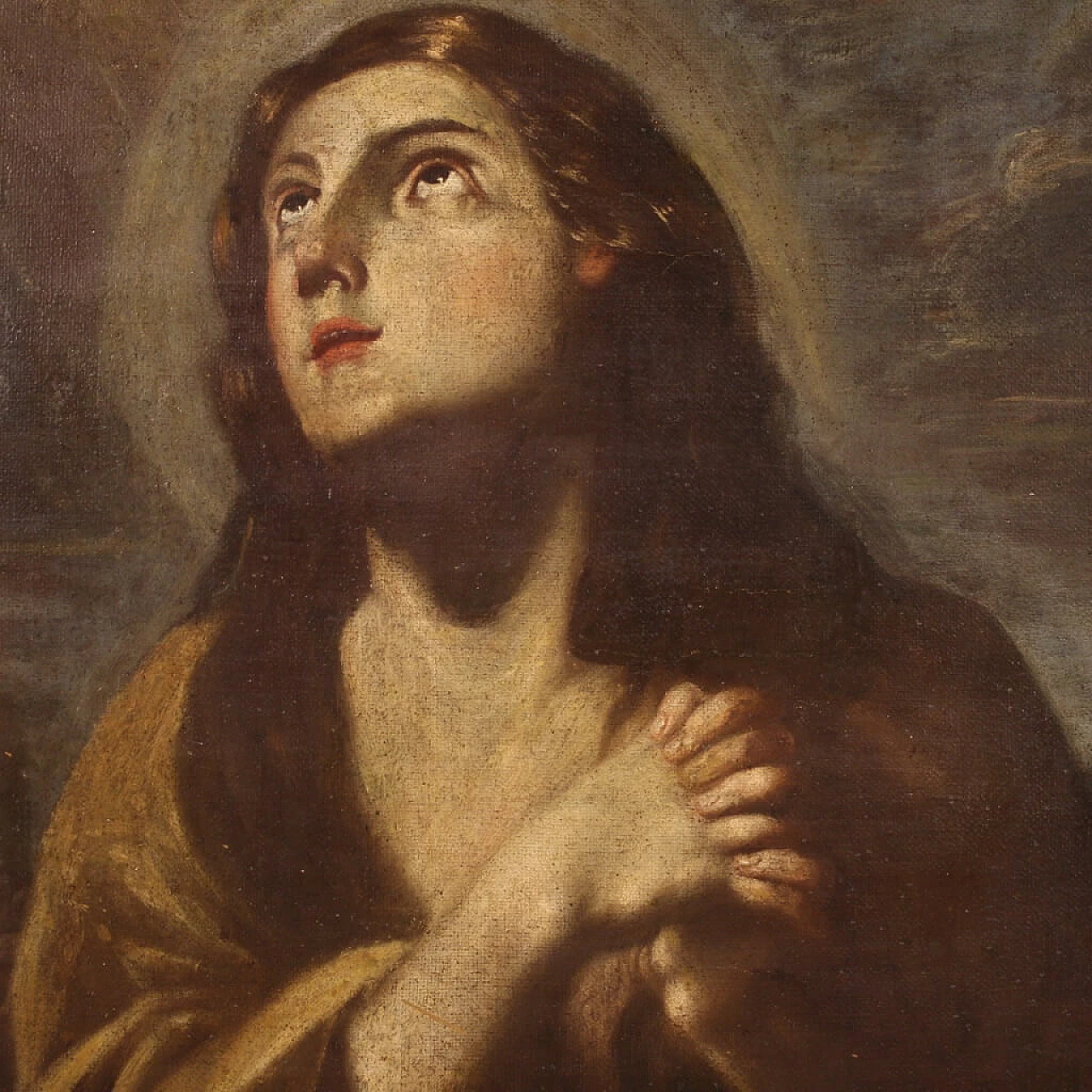 Maddalena, dipinto olio su tela con cornice dorata, tardo '600 6