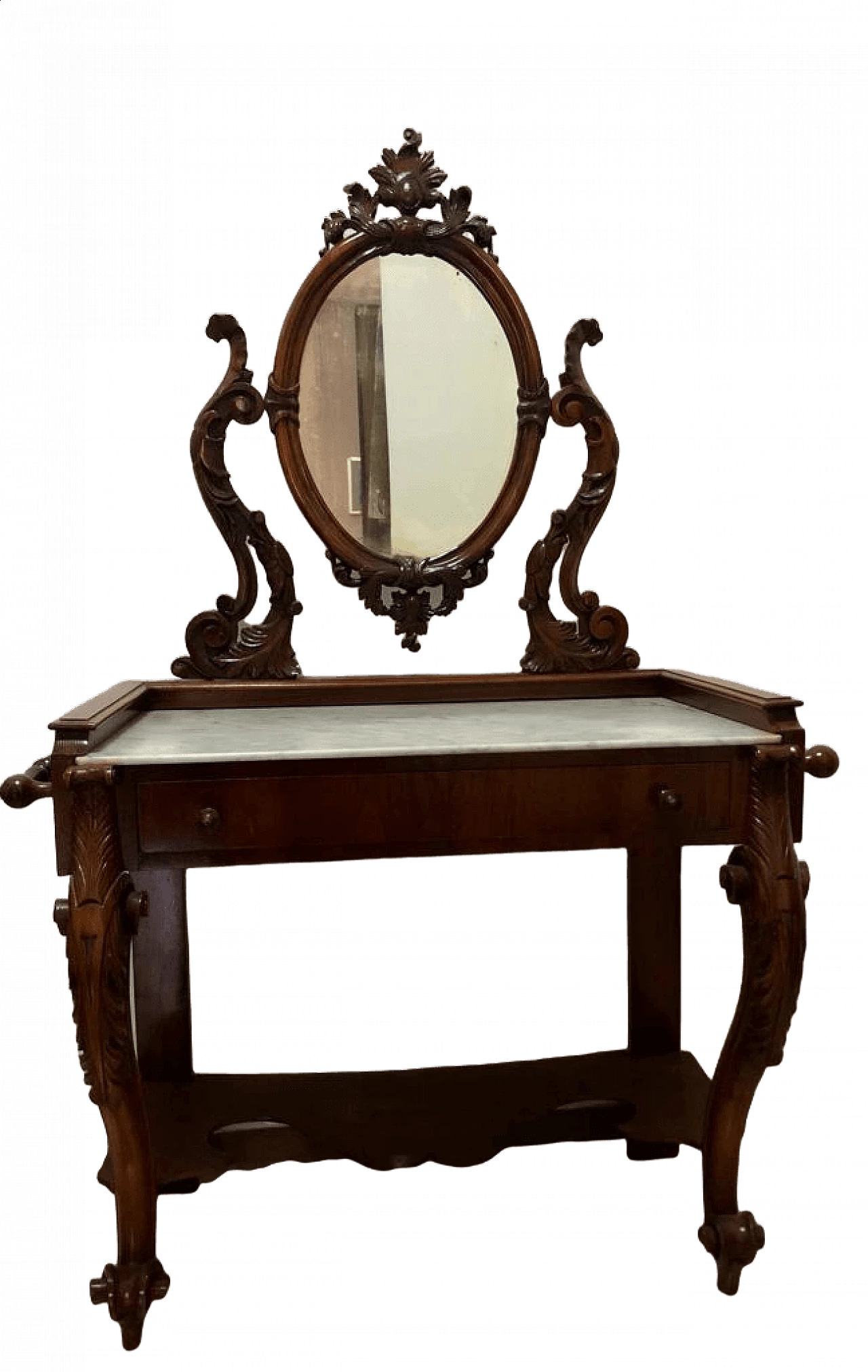 Walnut dressing table with marble top, 19th century 8