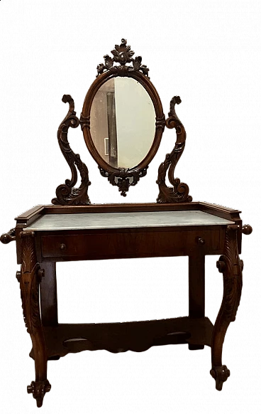 Walnut dressing table with marble top, 19th century