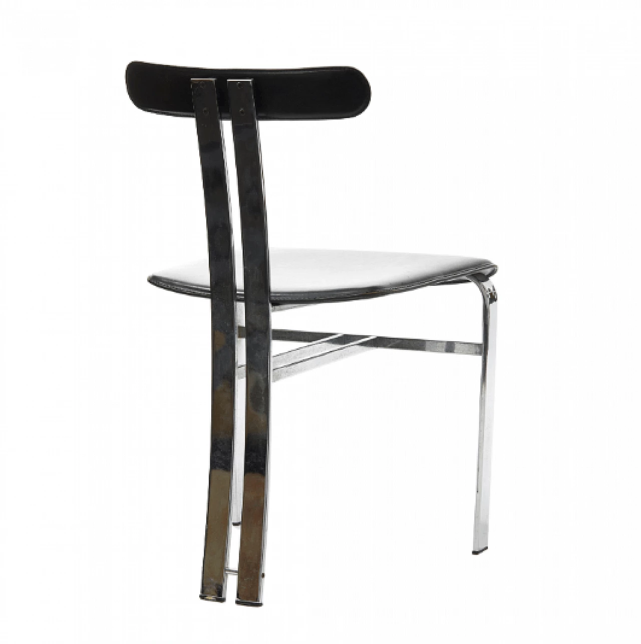 Coppia di sedie in metallo e pelle, anni '70 4