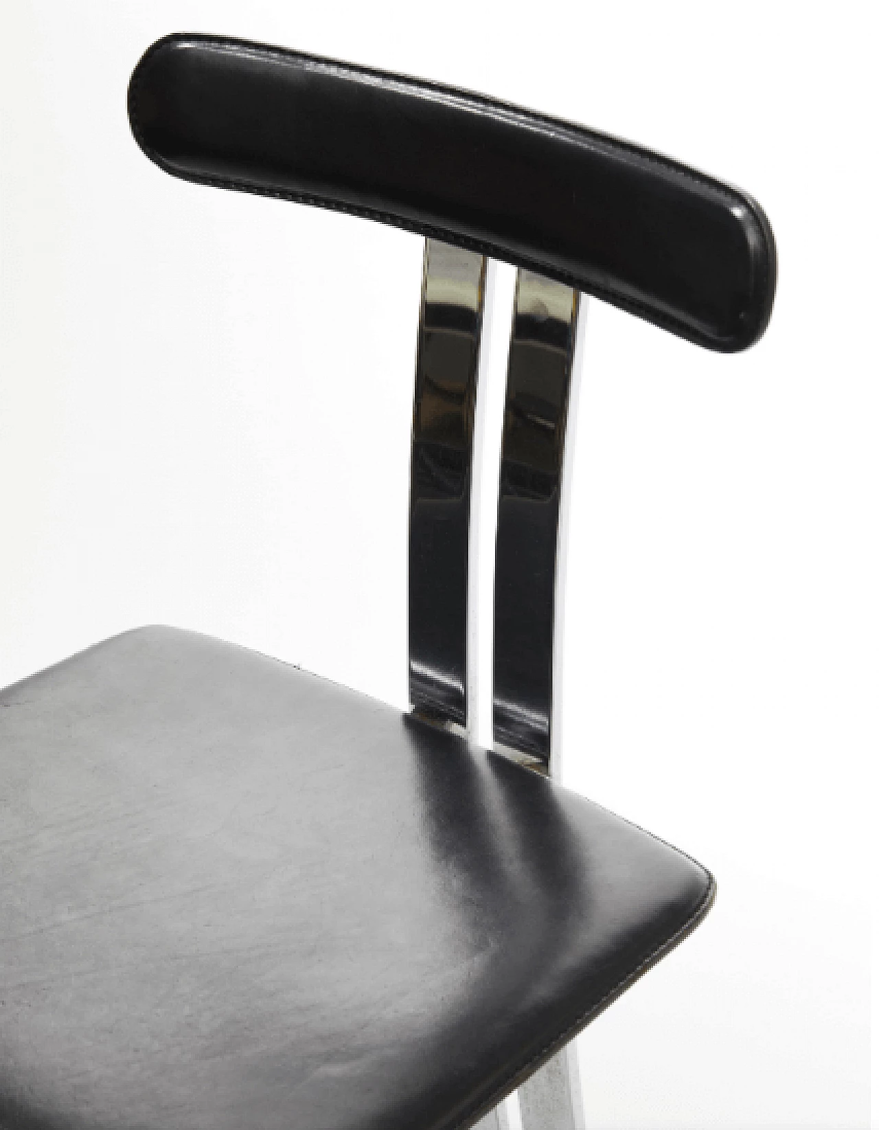 Coppia di sedie in metallo e pelle, anni '70 5