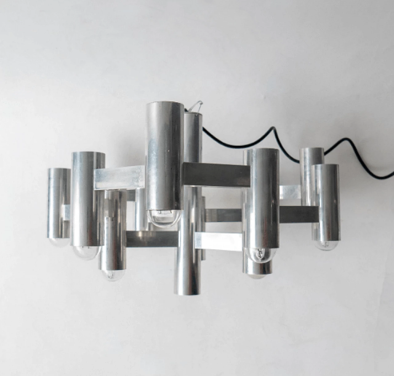 Space Age chandelier in aluminum by Gaetano Sciolari, 1960s 6