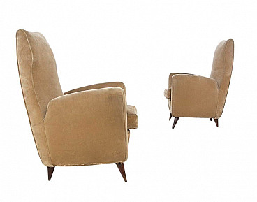 Pair of armchairs in velvet attributed to Gio Ponti for Isa, 1950s