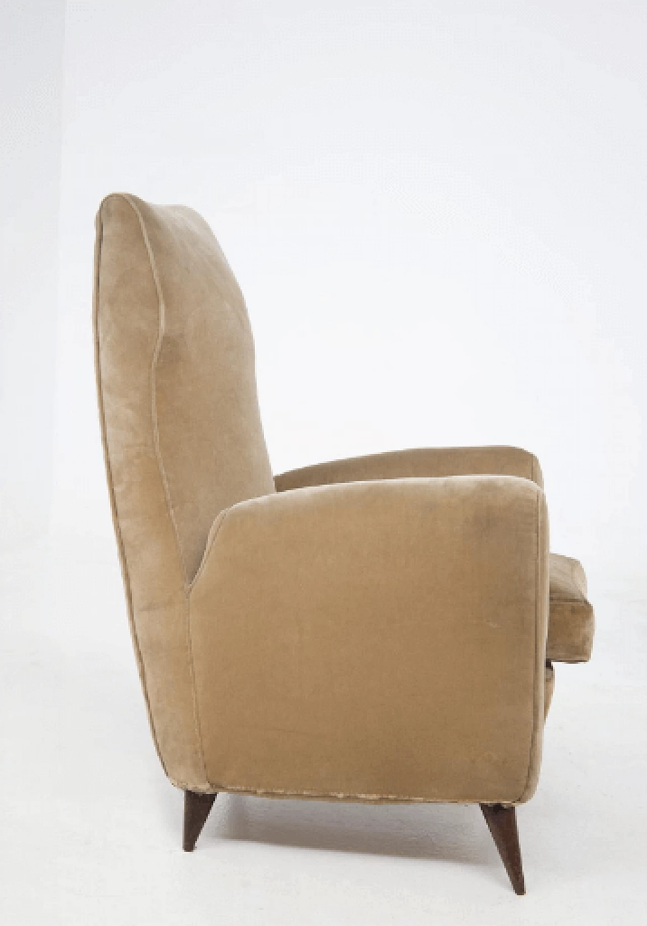 Pair of armchairs in velvet attributed to Gio Ponti for Isa, 1950s 3