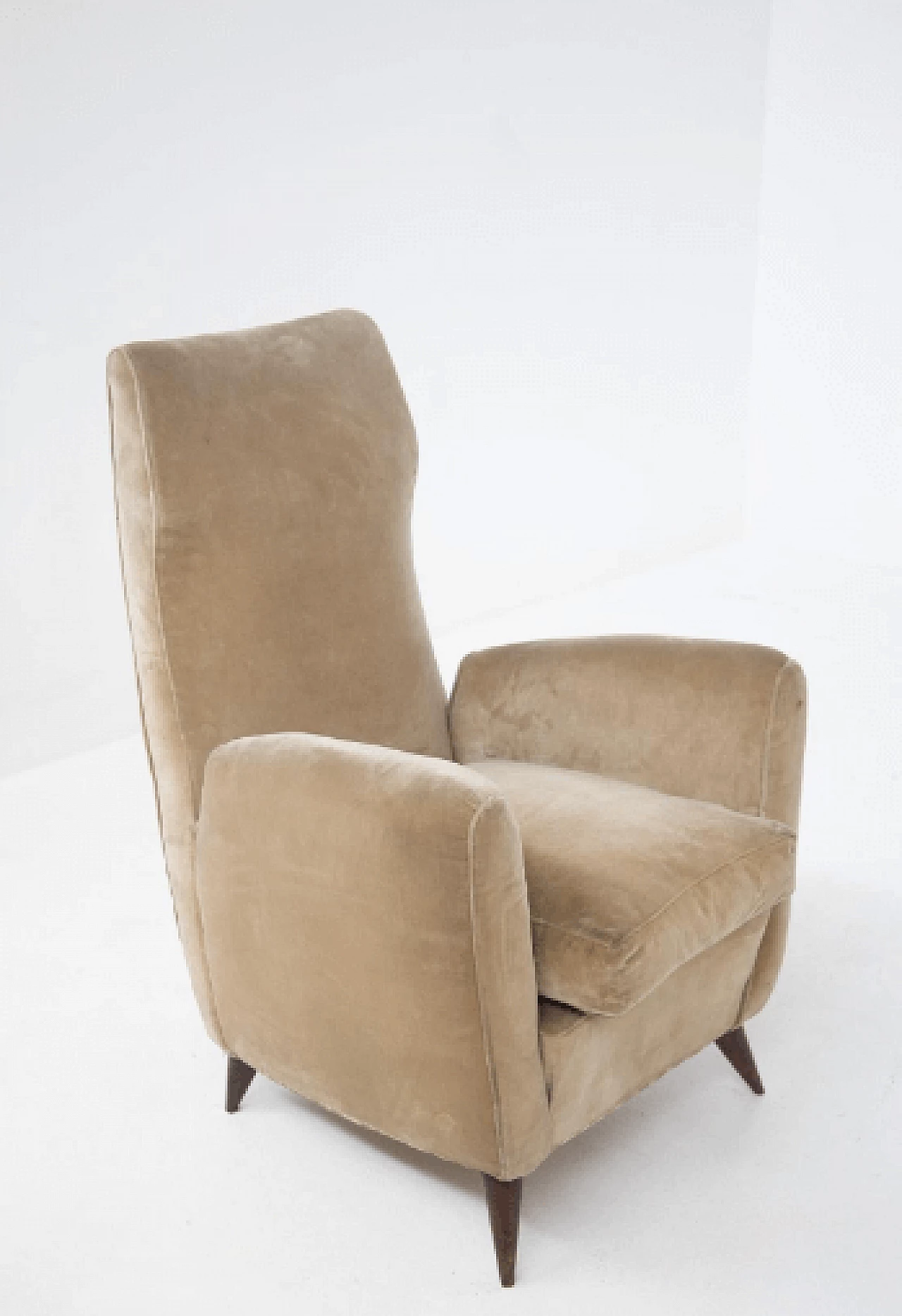 Pair of armchairs in velvet attributed to Gio Ponti for Isa, 1950s 4