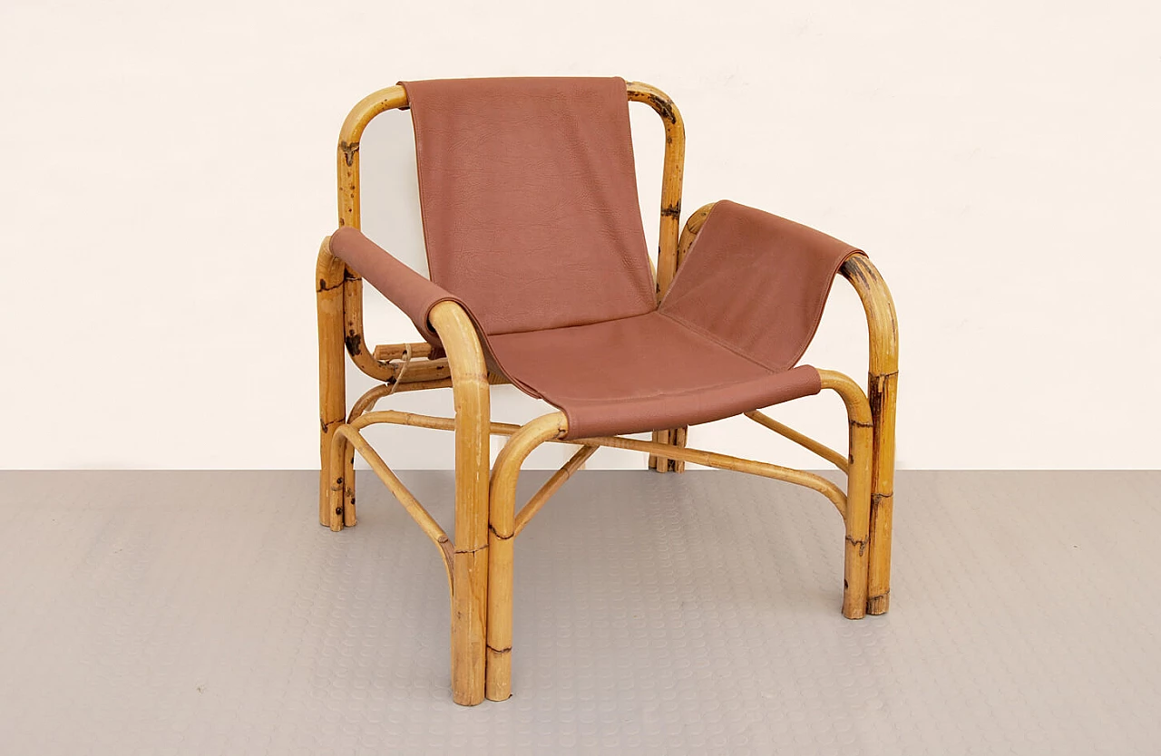 Bamboo armchair in the Bonacina style, 1960s 1