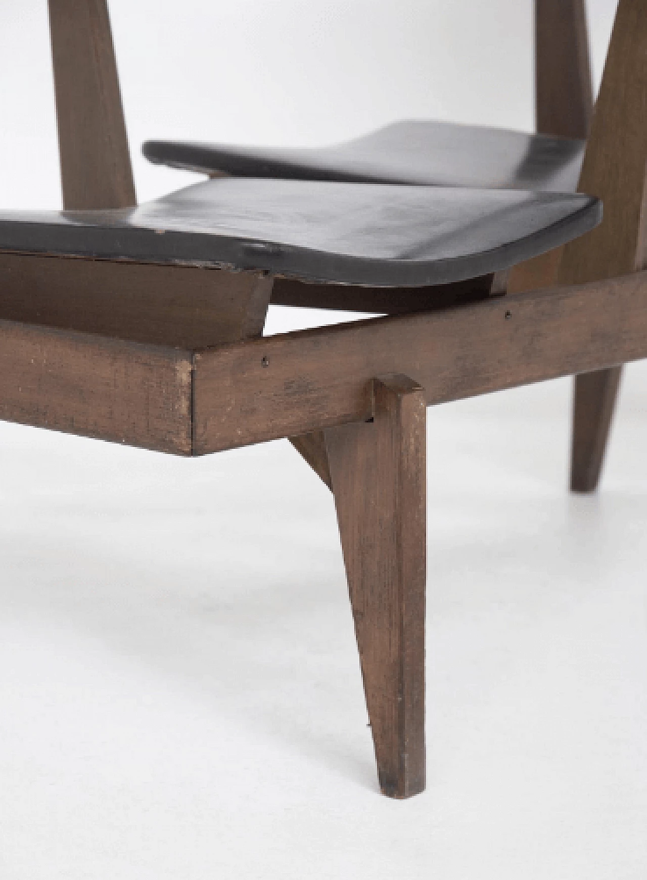 Panchina multidirezionale in legno con sedute in pelle, anni '50 5