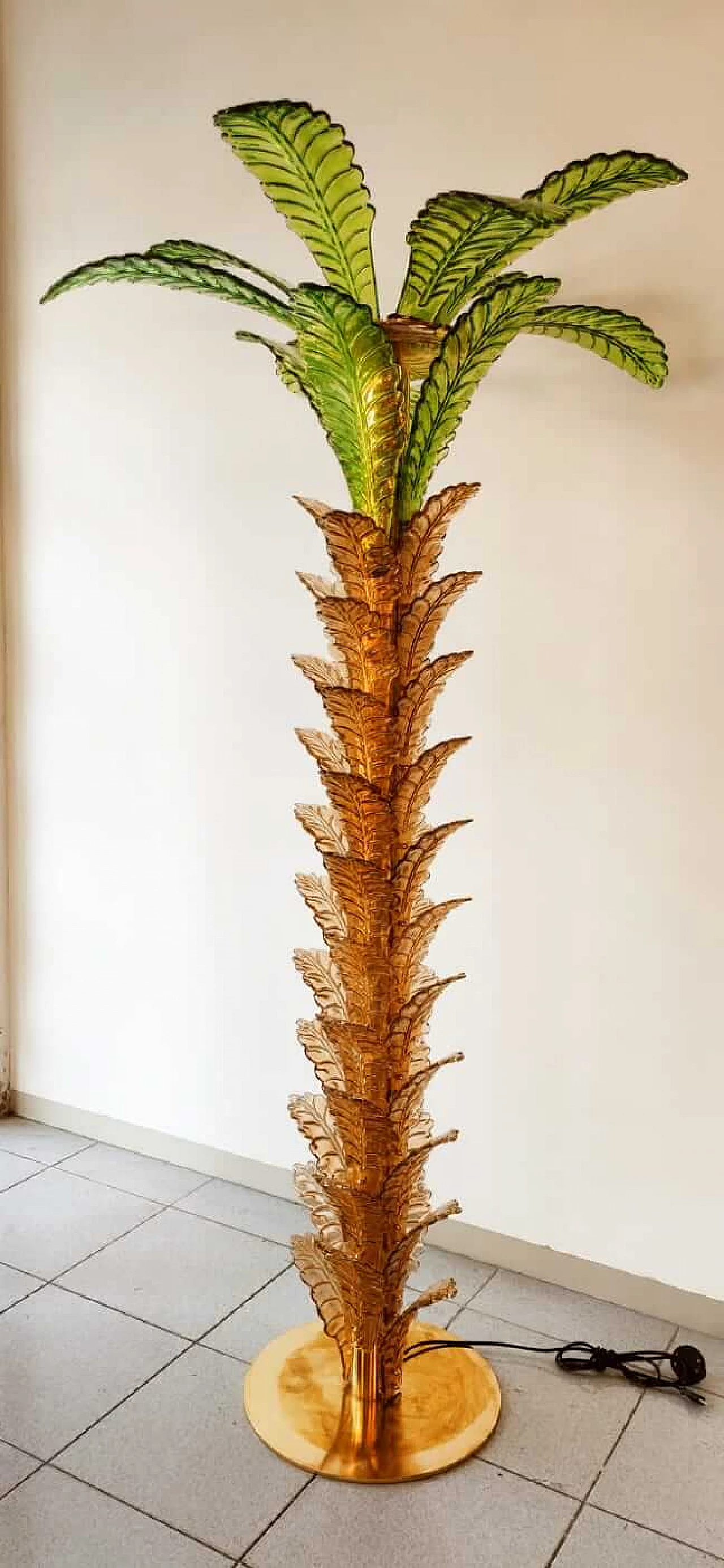 Brass and Murano glass palm lamp, 1970s 2