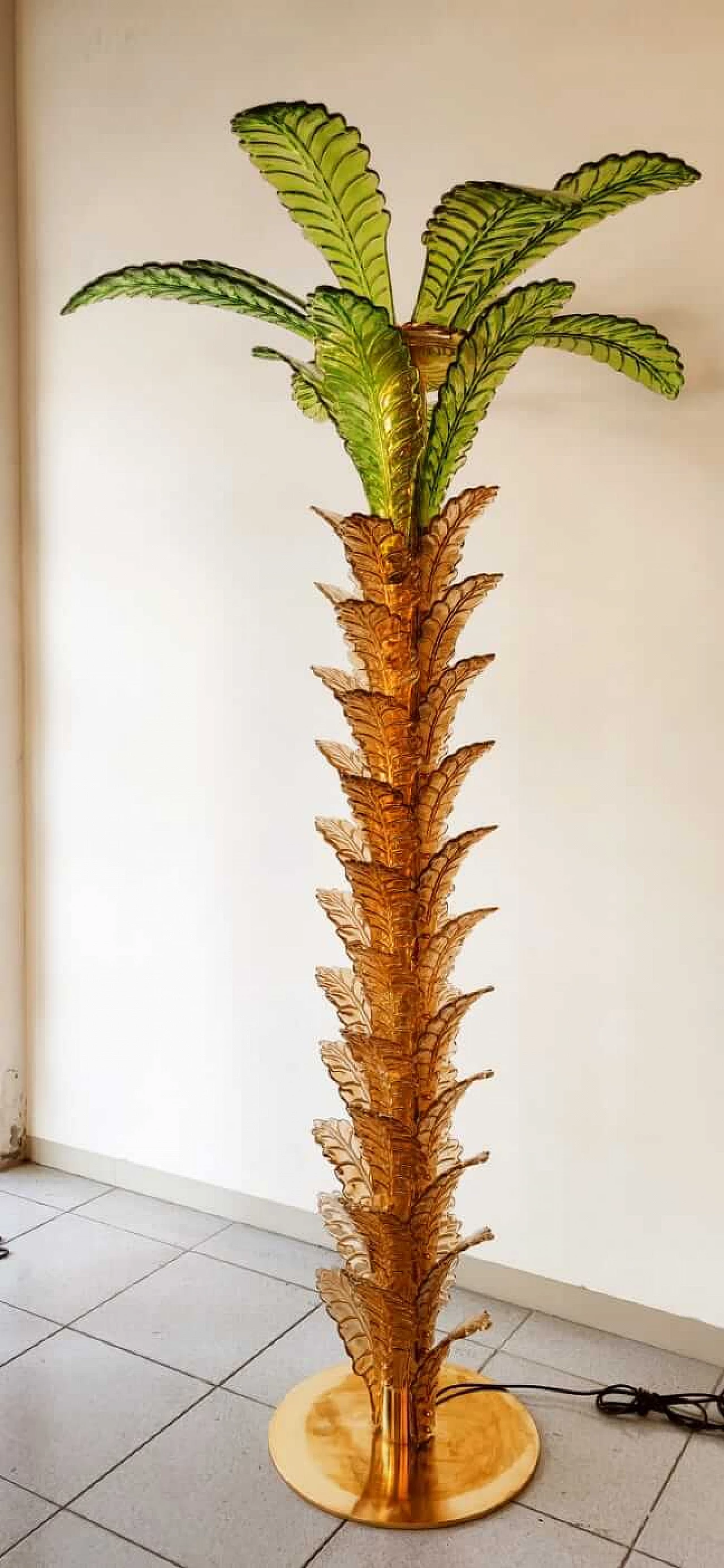 Brass and Murano glass palm lamp, 1970s 3