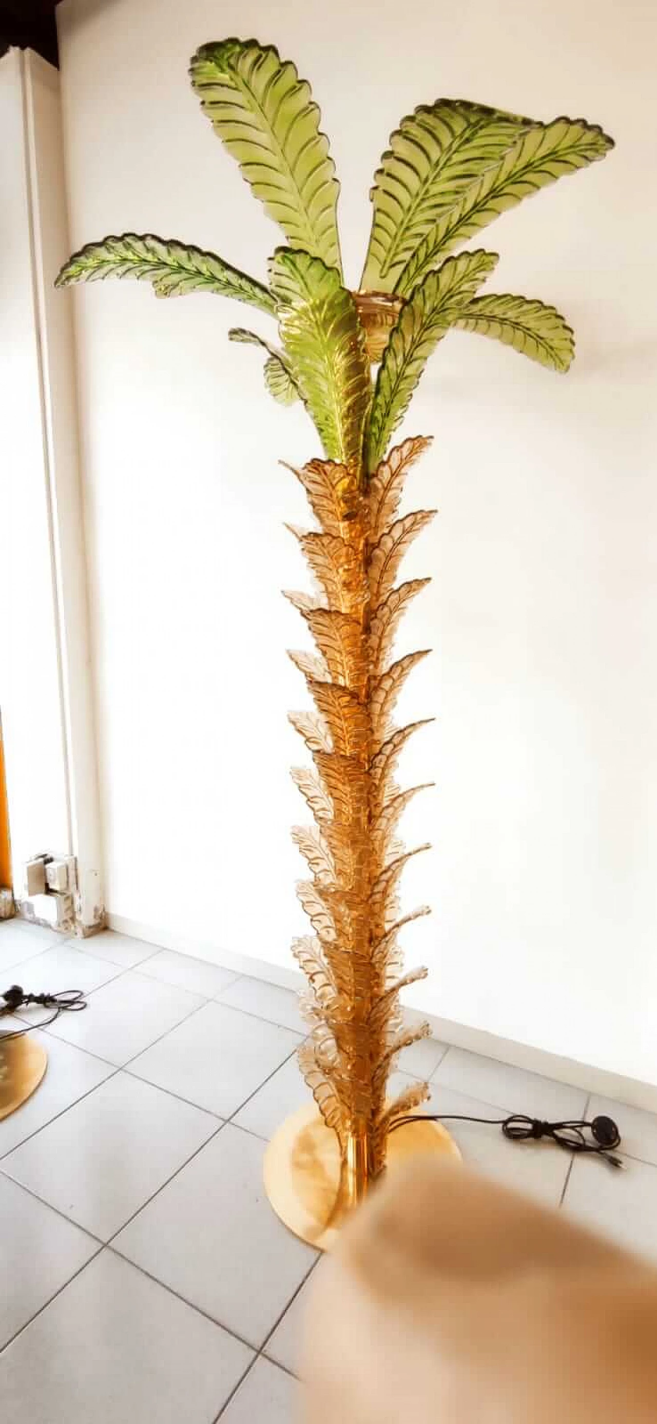 Brass and Murano glass palm lamp, 1970s 4
