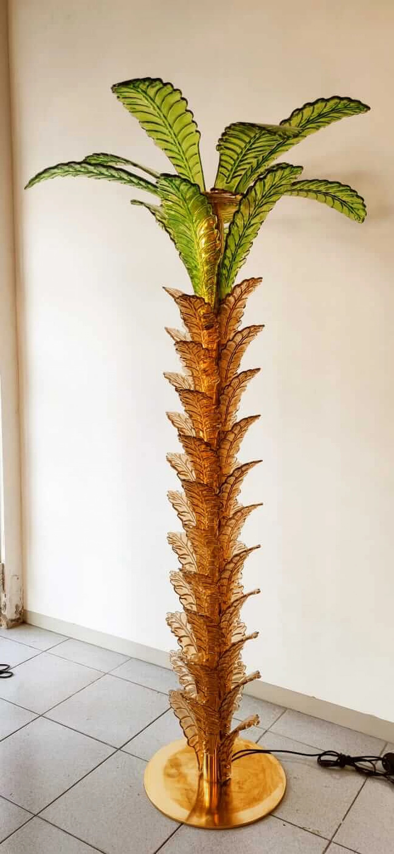 Brass and Murano glass palm lamp, 1970s 5