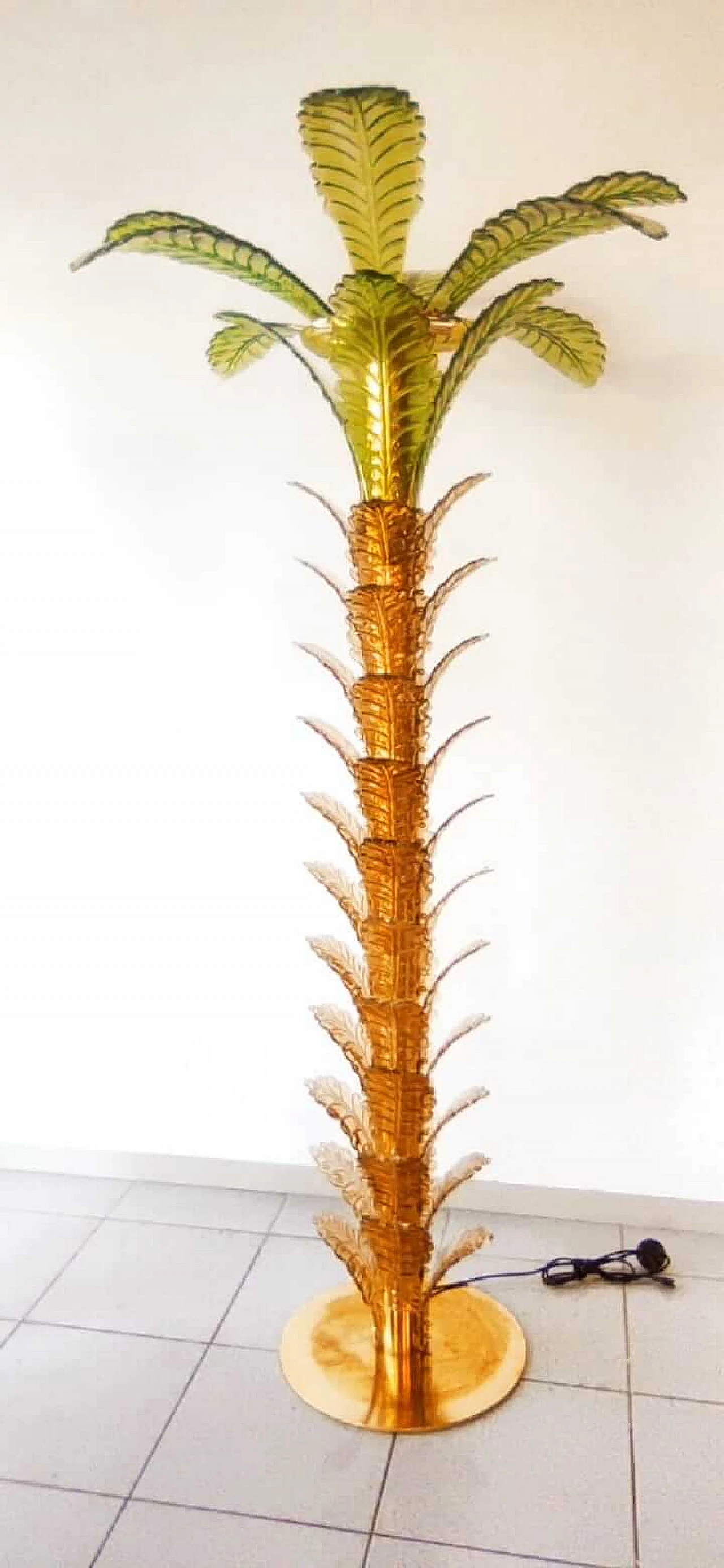 Brass and Murano glass palm lamp, 1970s 6