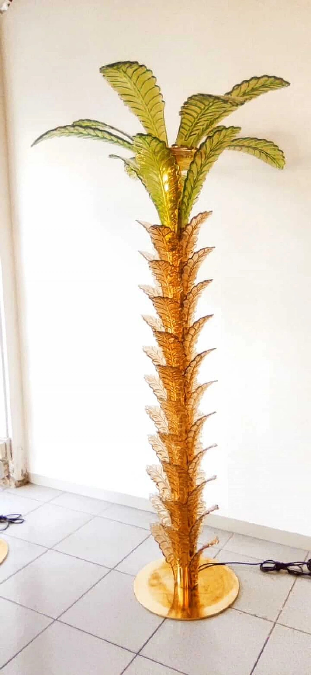 Brass and Murano glass palm lamp, 1970s 7
