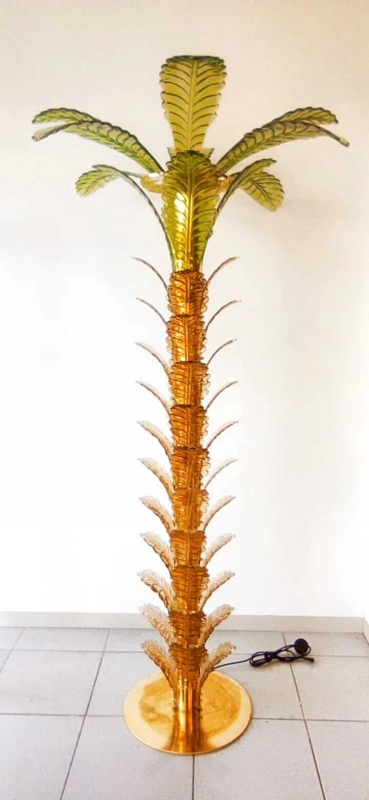 Brass and Murano glass palm lamp, 1970s 15