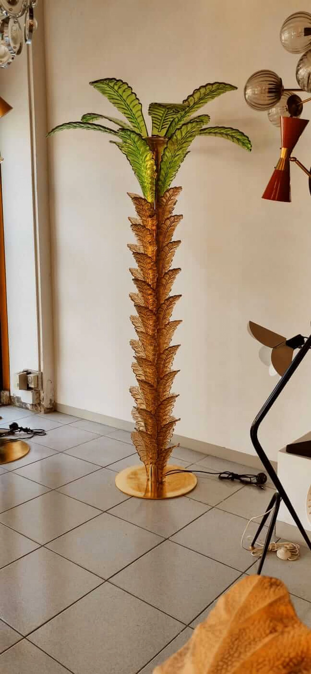Brass and Murano glass palm lamp, 1970s 17