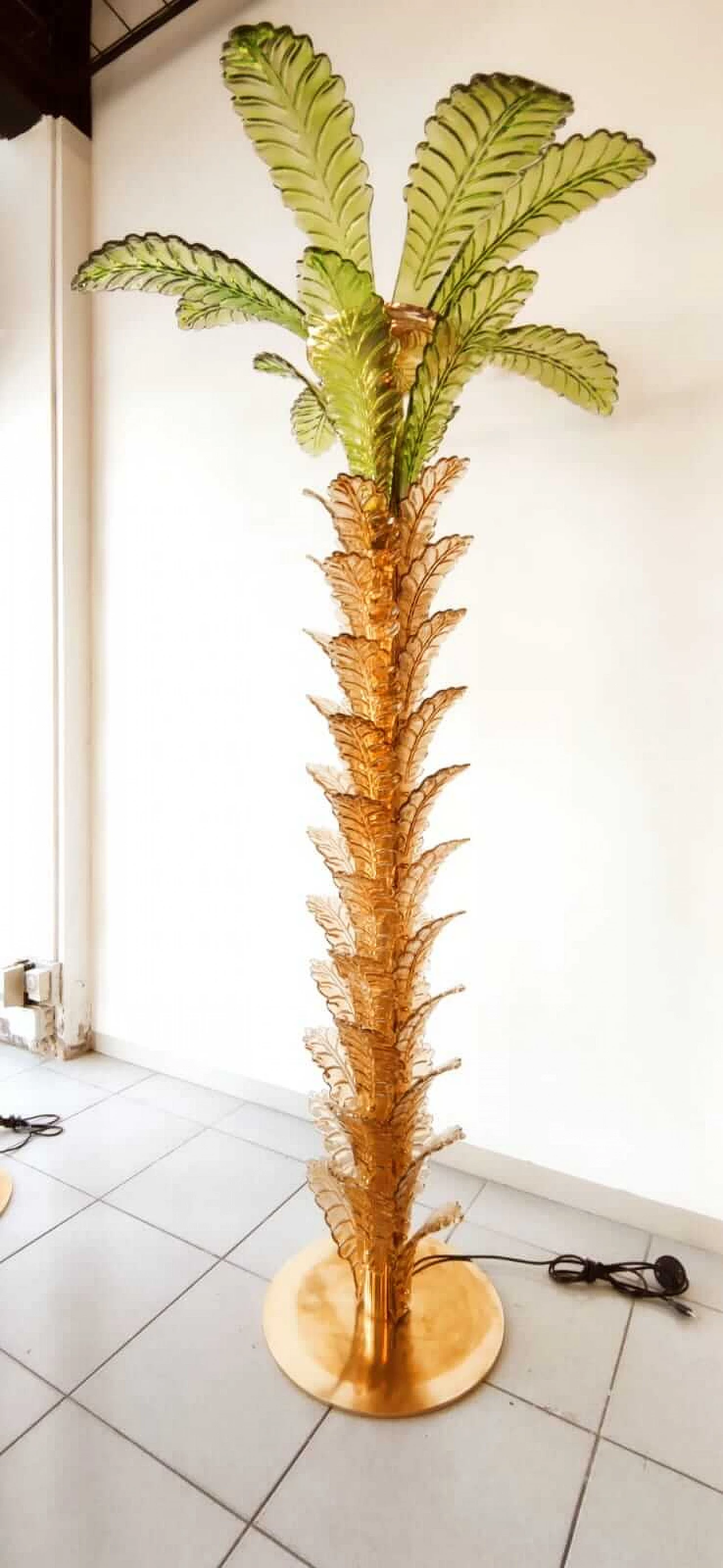 Brass and Murano glass palm lamp, 1970s 18