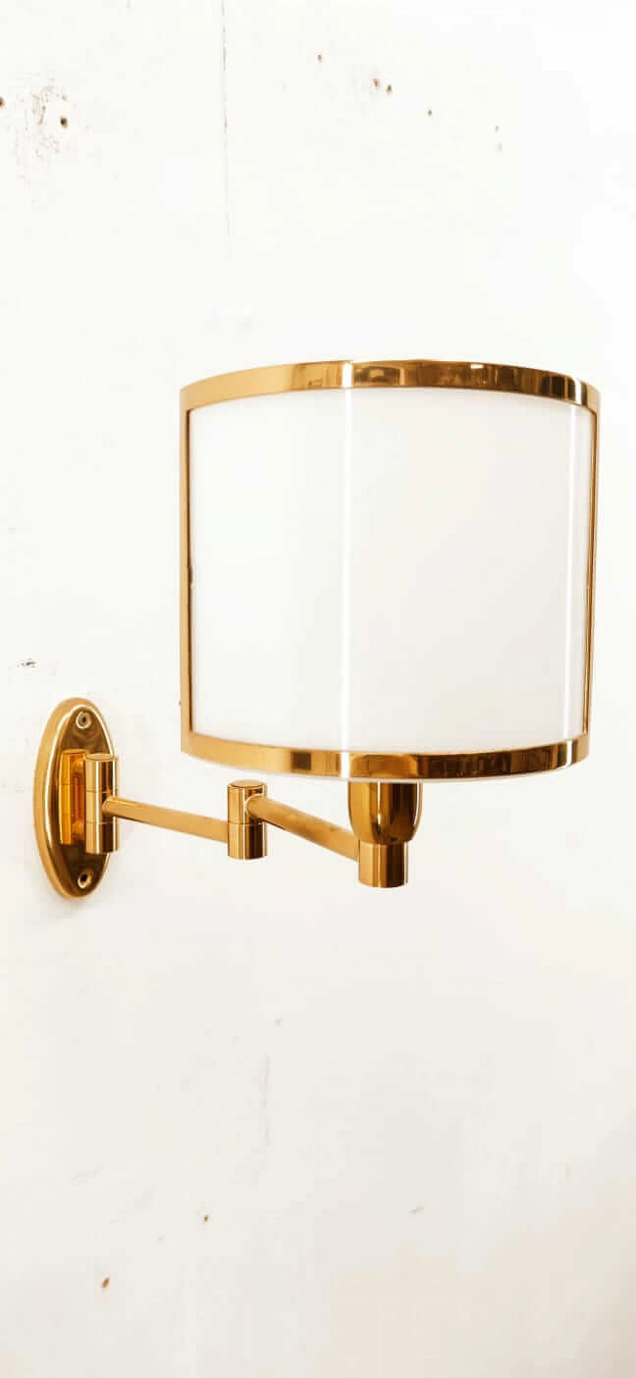 Brass wall lamp and glass diffuser, 1980s 2