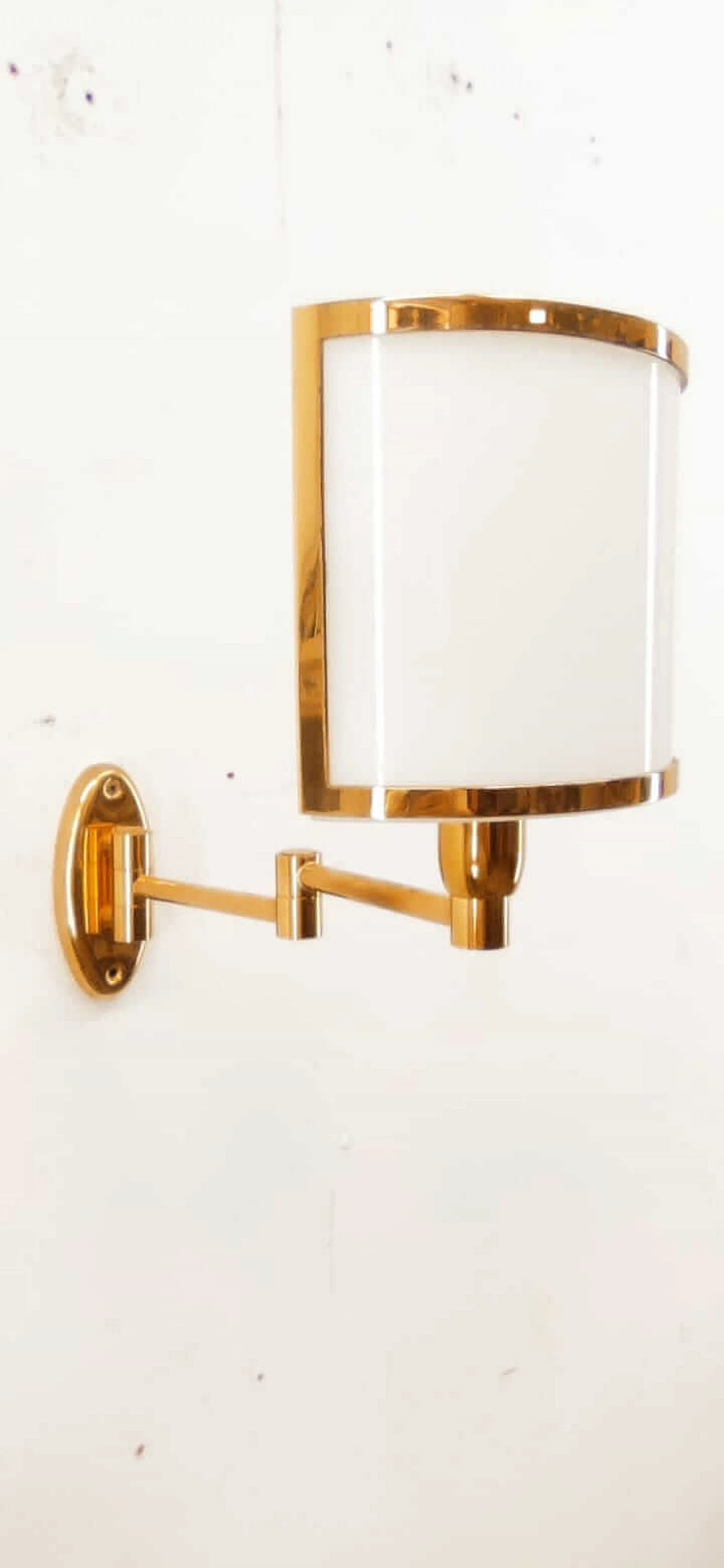 Brass wall lamp and glass diffuser, 1980s 3