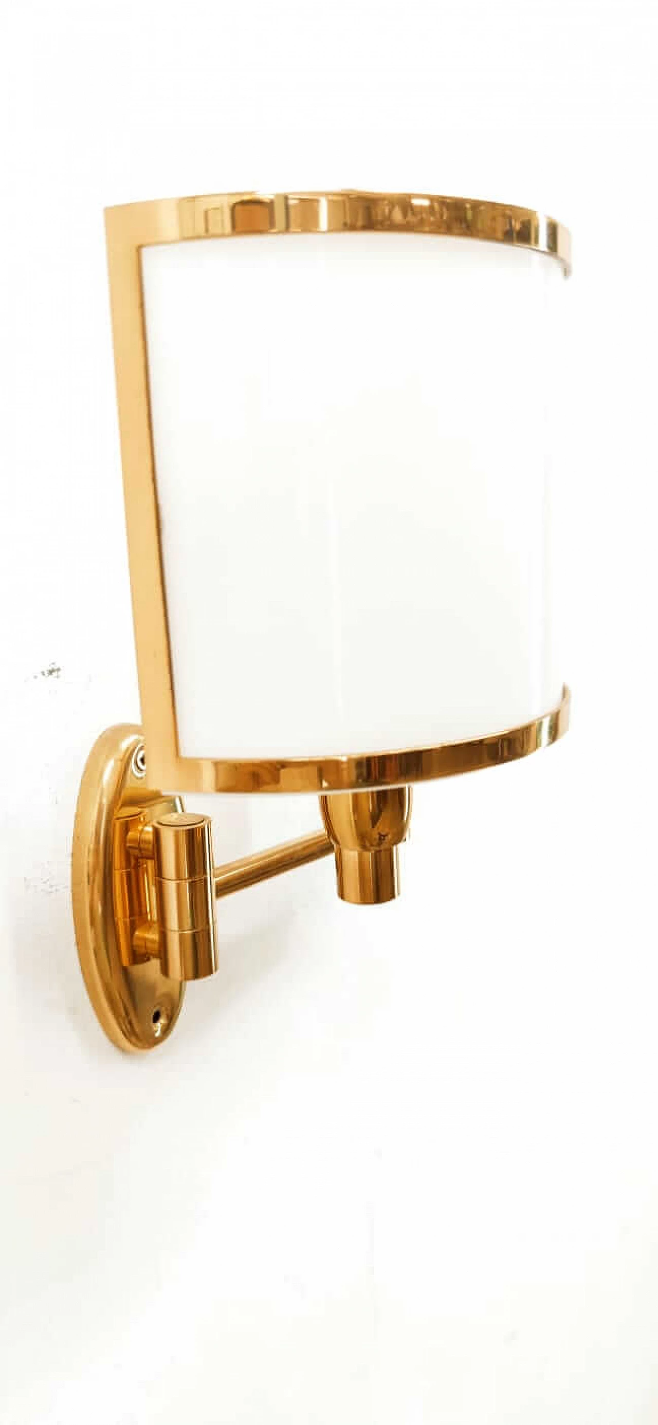 Brass wall lamp and glass diffuser, 1980s 4
