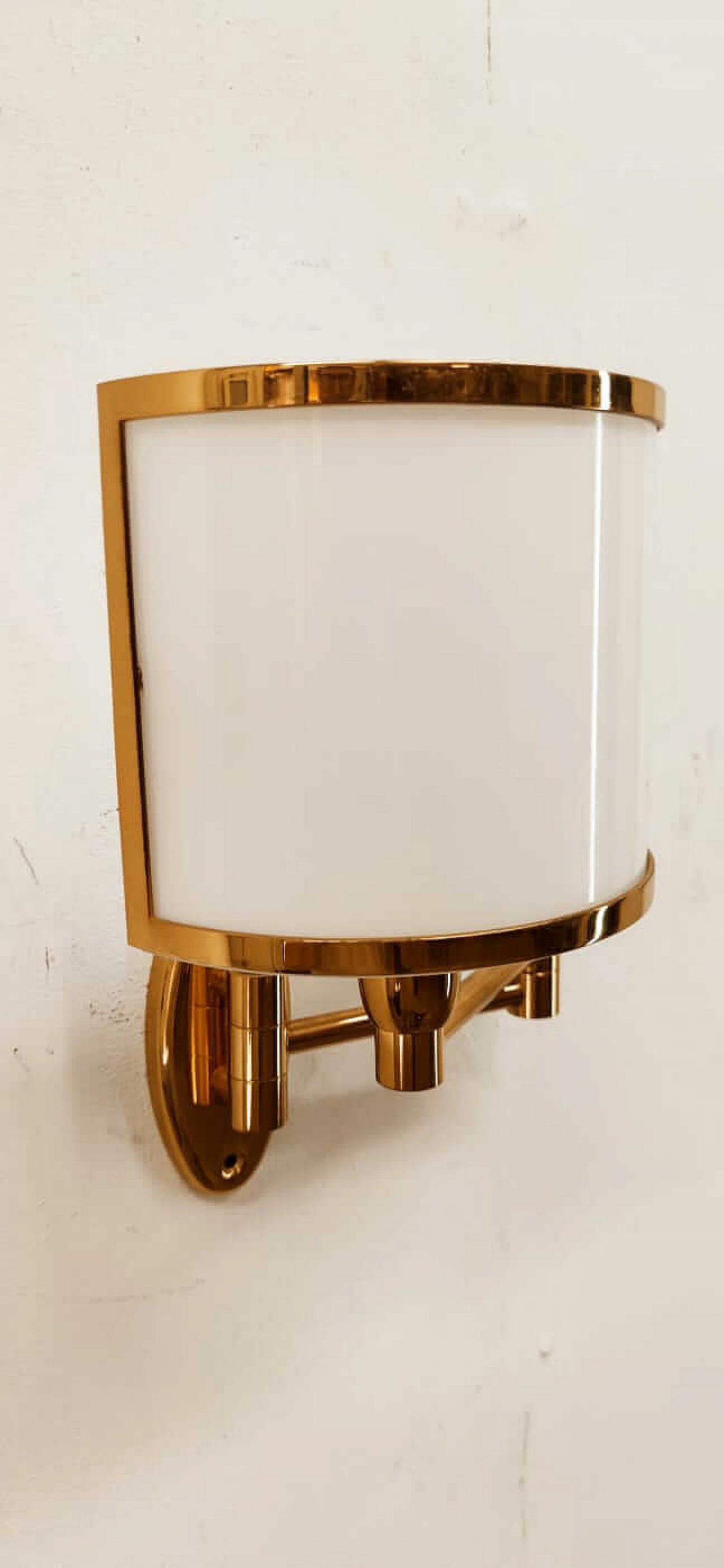 Brass wall lamp and glass diffuser, 1980s 5