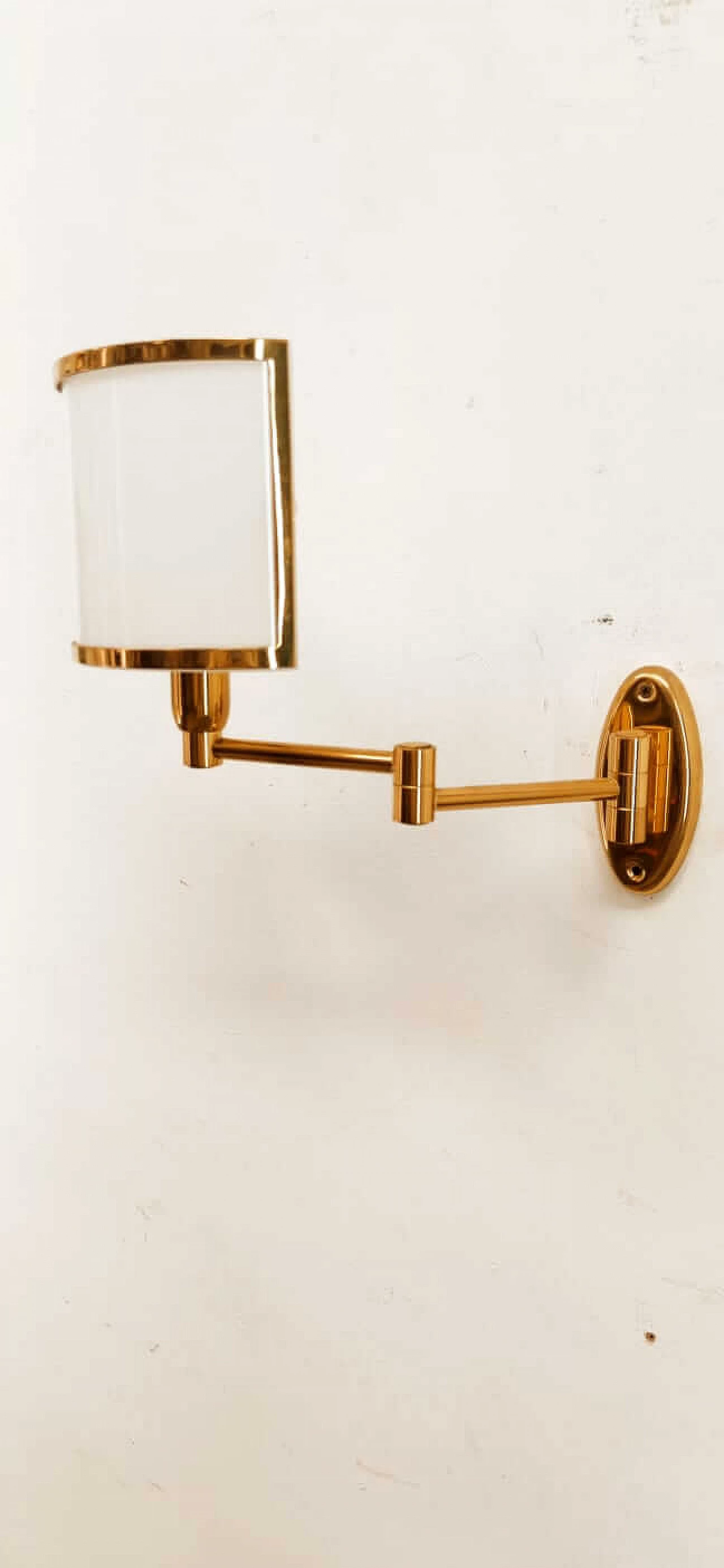 Brass wall lamp and glass diffuser, 1980s 6