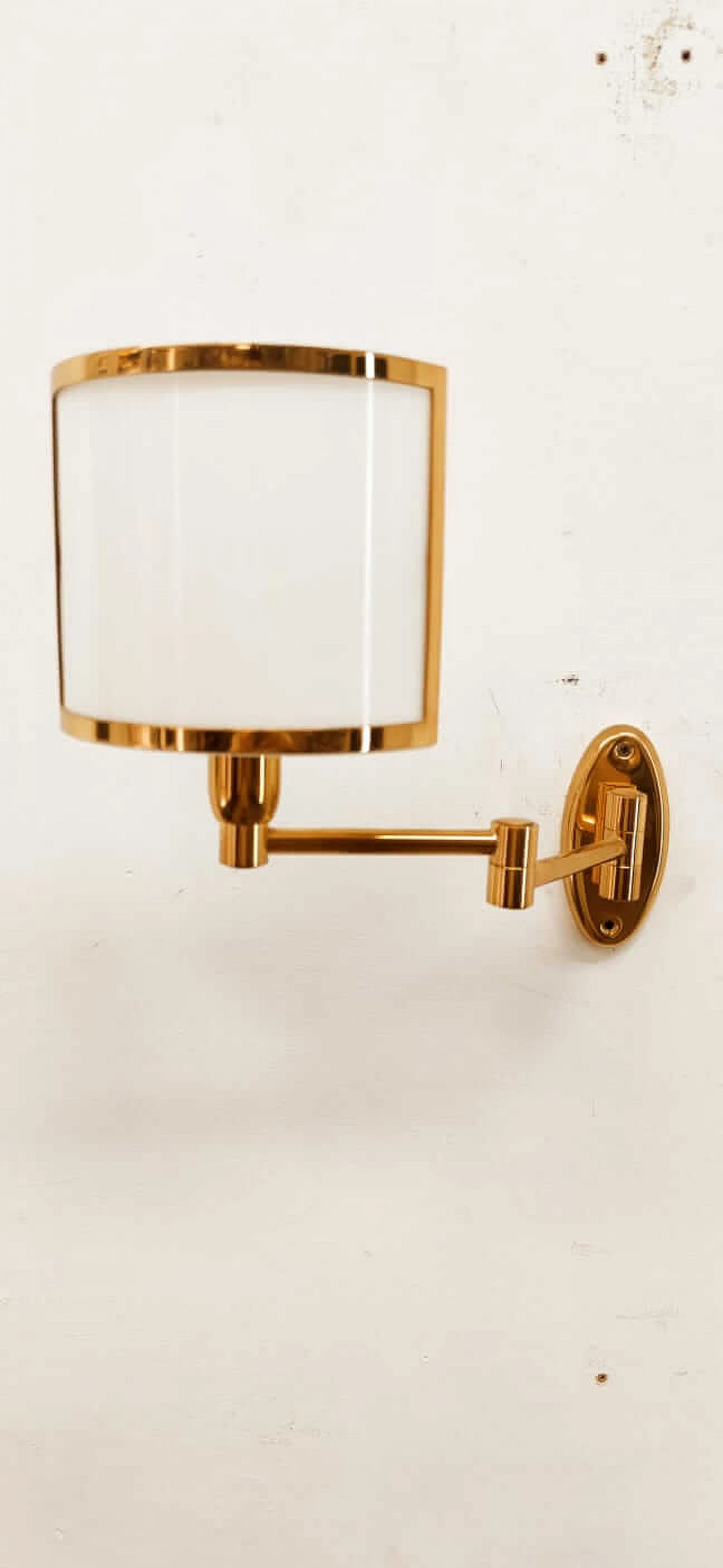 Brass wall lamp and glass diffuser, 1980s 7