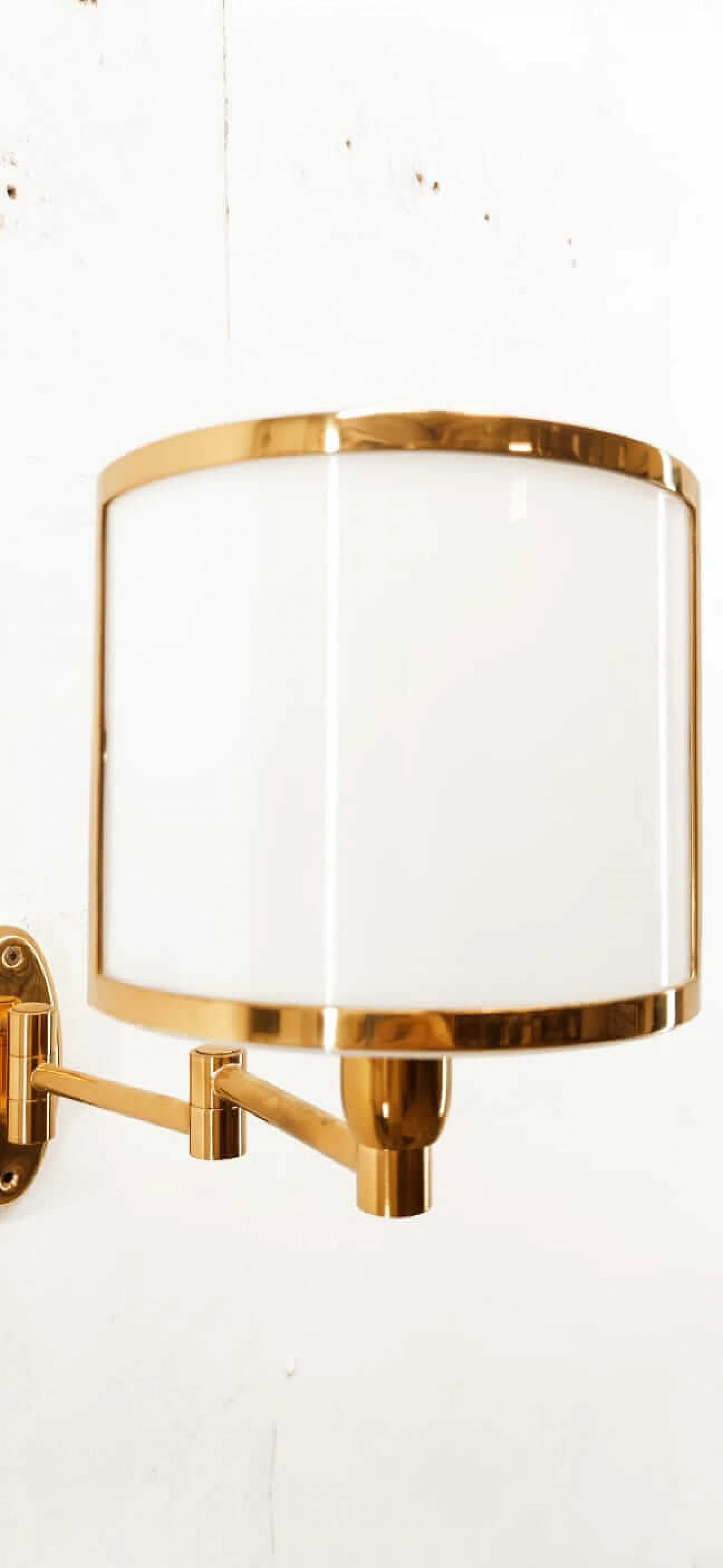 Brass wall lamp and glass diffuser, 1980s 8