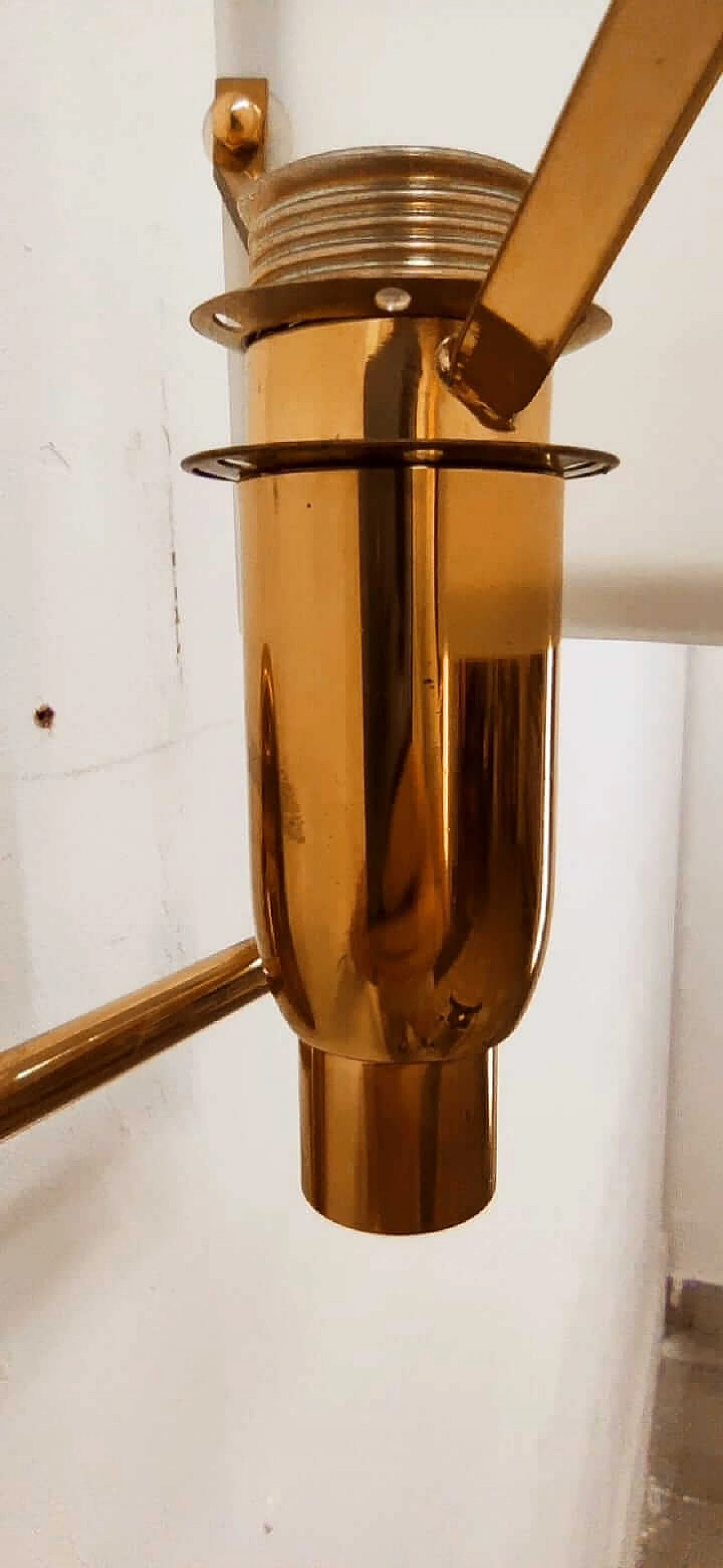 Brass wall lamp and glass diffuser, 1980s 11