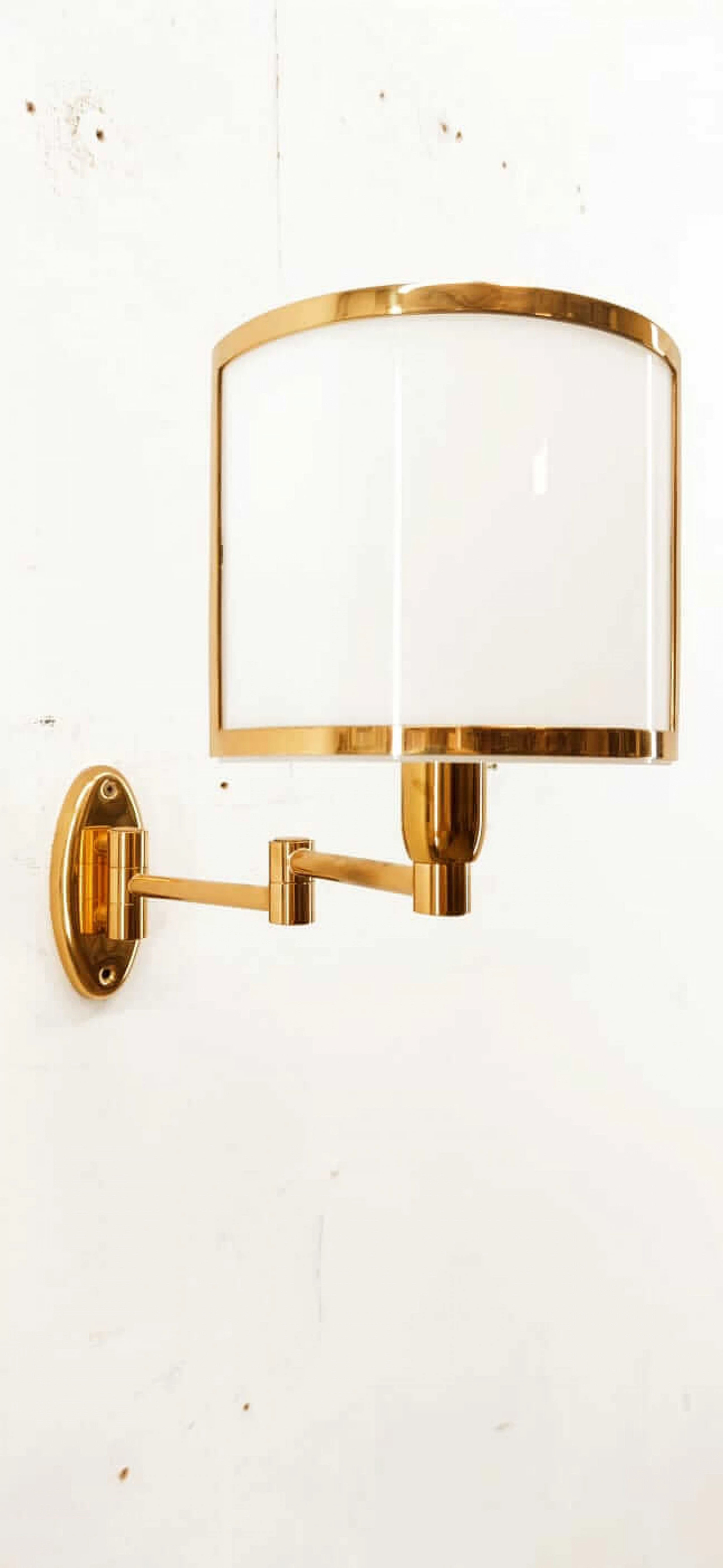 Applique in ottone e ventola in vetro, anni '80 14