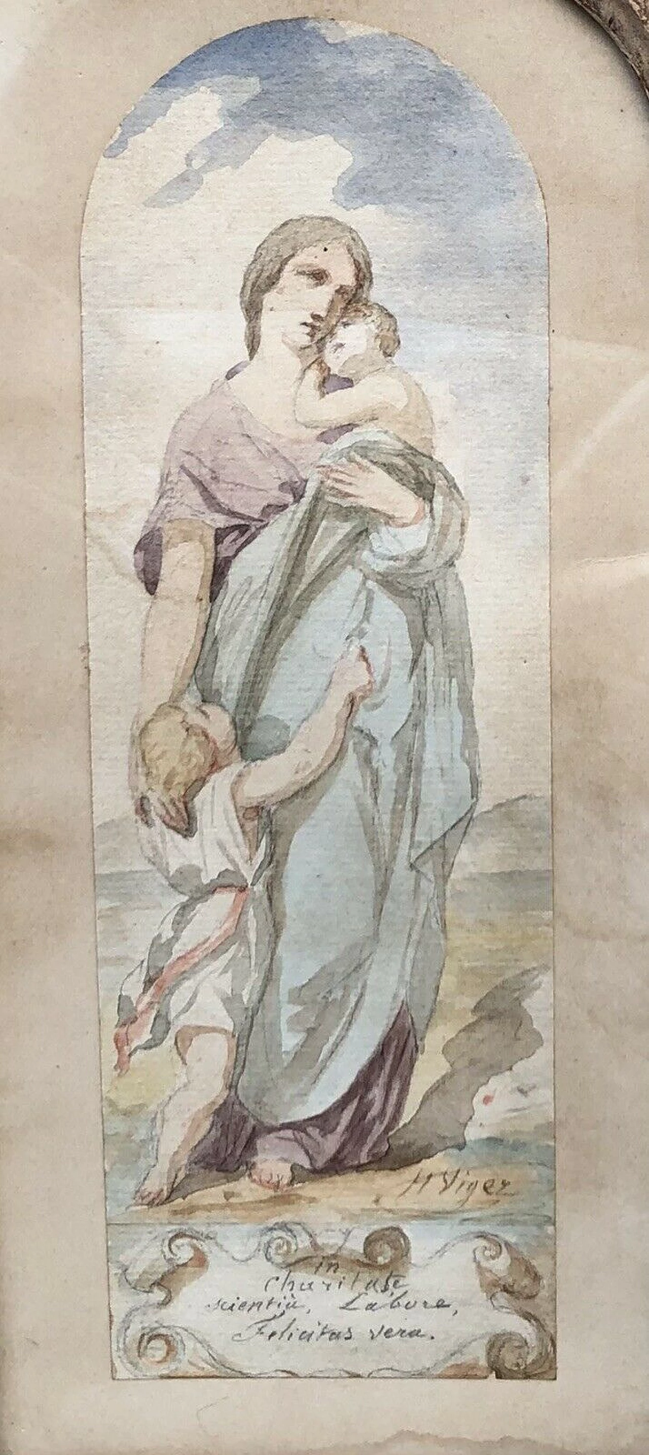 Trittico di acquerelli  firmati  Jean Louis Victor Viger du Vigneau 3