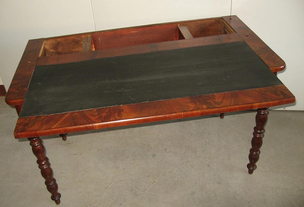 Desk with mahogany feather bookcase, 19th century 4