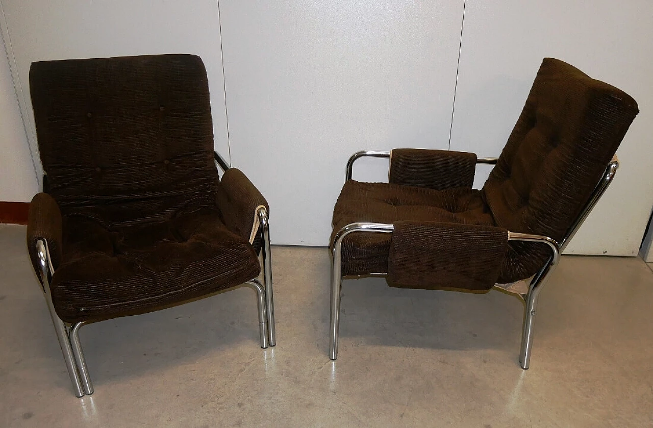 Pair of armchairs with velvet upholstery, 1960s 2